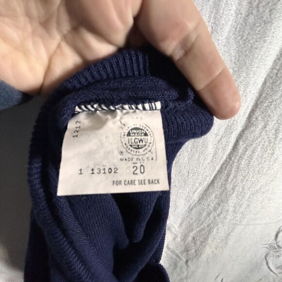 Vintage Sweater Small 20 Navy Blue Orlon Acrylic Union Made In USA Robert Bruce - Picture 9 of 11
